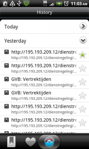 HTC Browser history