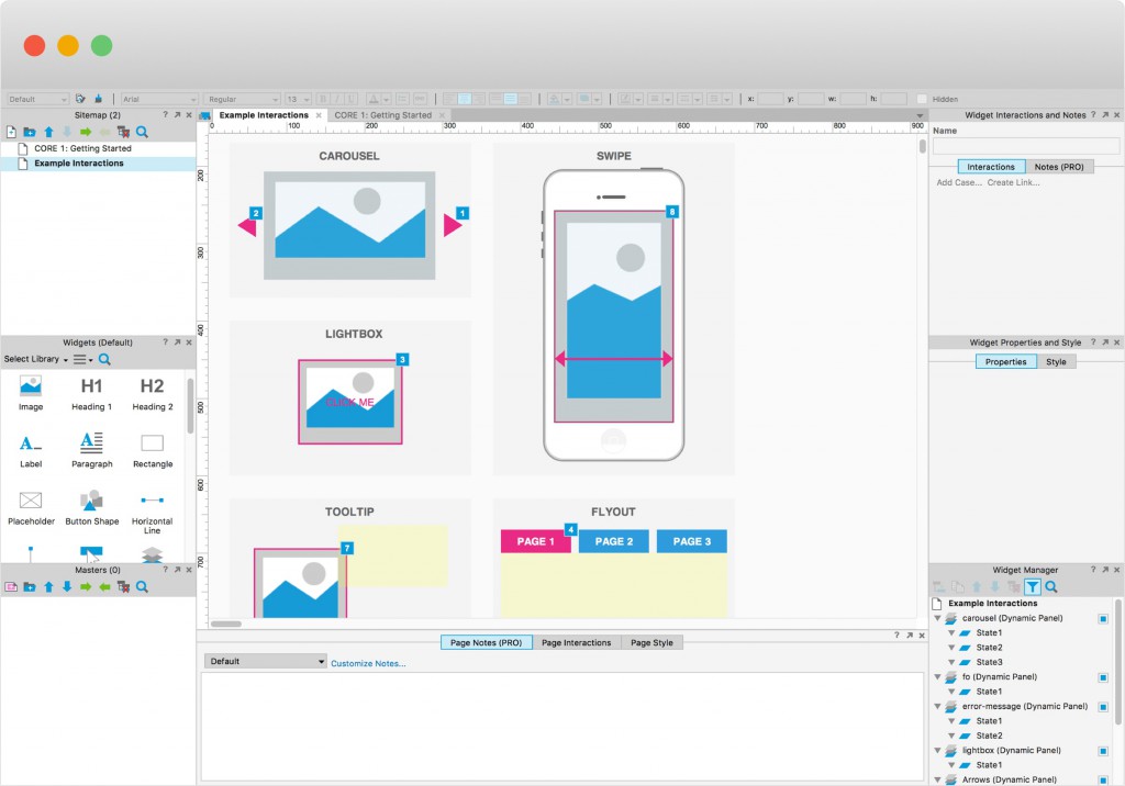 Axure prototyping tool screenshot