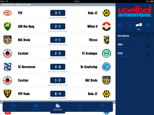 Stats - De wedstrijd uitslagen